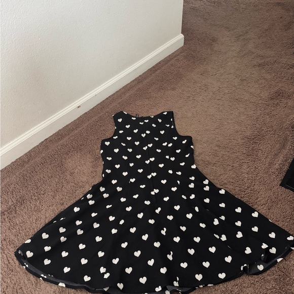 2 FOR $20 H&M Black White Heart Print Fit Flare Dress Sleeveless A Line Size 10 - Picture 3 of 6